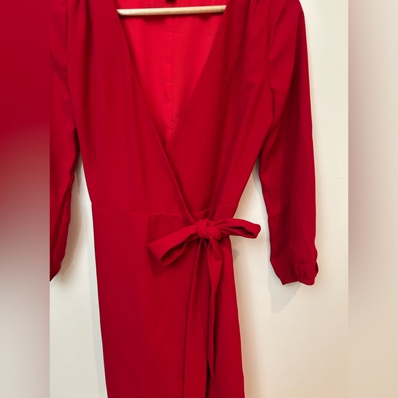 J Crew Classic Red wrap v neck mini dress size 0 - Picture 5 of 7